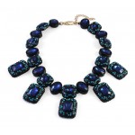 Aphra Sapphire Aqua Crystal Encrusted Statement Necklace